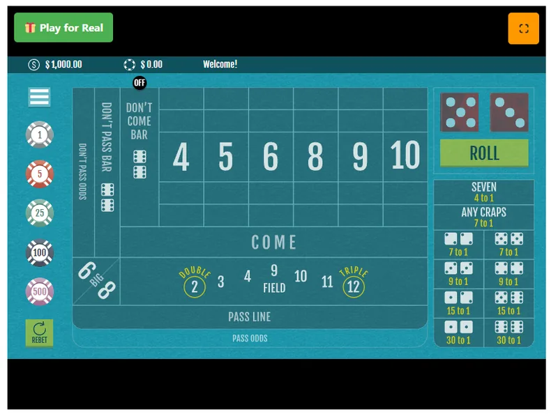 Craps Simulator screenshot